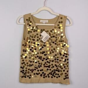 Casual Corner vintage chunky disc sequin sleeveless top NWT